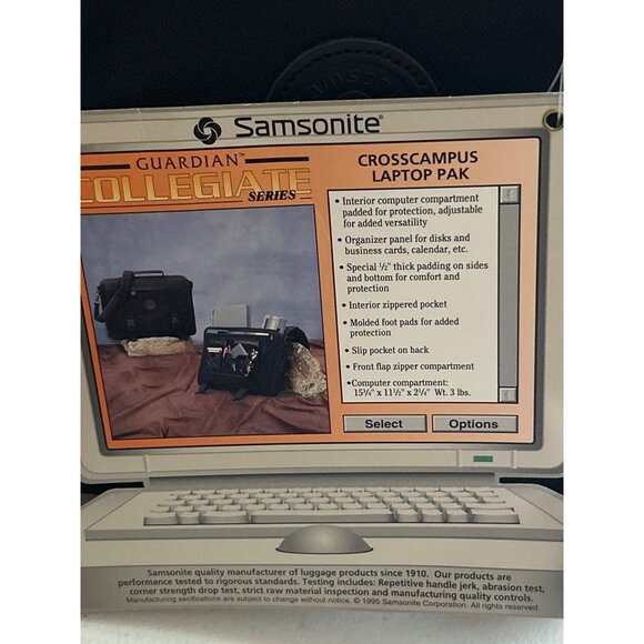 Samsonite Guardian Collegiate Series Crosscampus Laptop Pak  Black Shoulder Bag - Picture 4 of 9